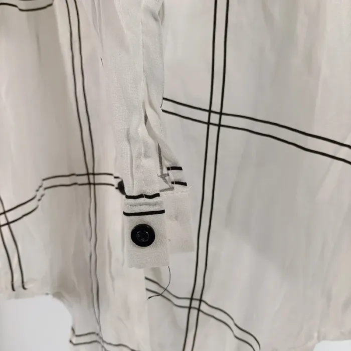 Chemise blanche à carreaux noirs - Taille S - A044 - photo numéro 5
