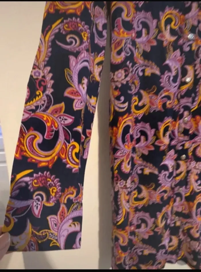 Robe cachemire violet jaune Anna Karel t38 neuve - photo numéro 3