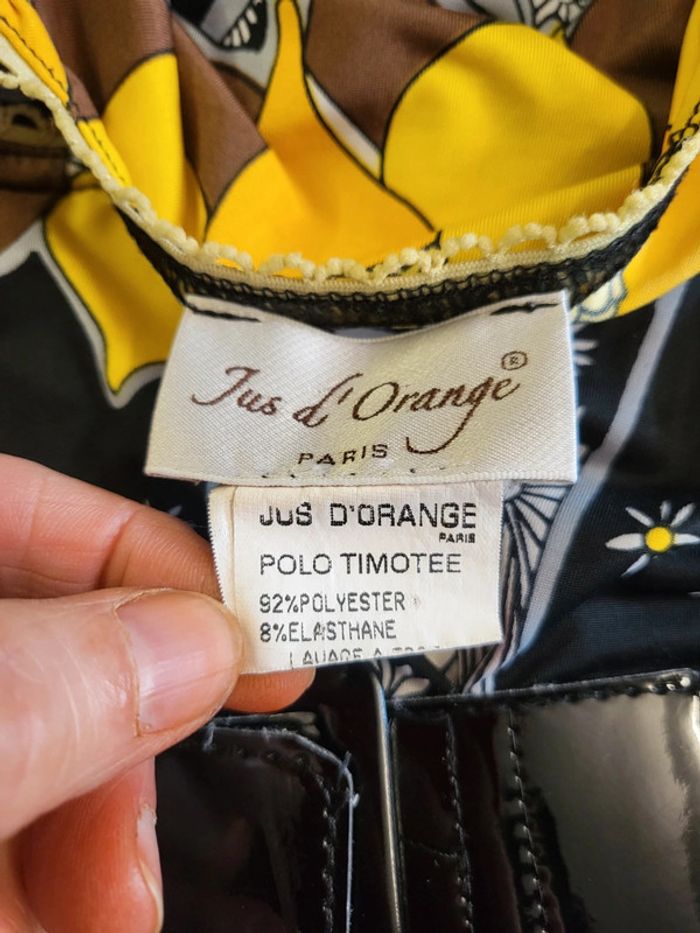 Jus d'orange haut style rétro noir jaune * taille S * - photo numéro 9