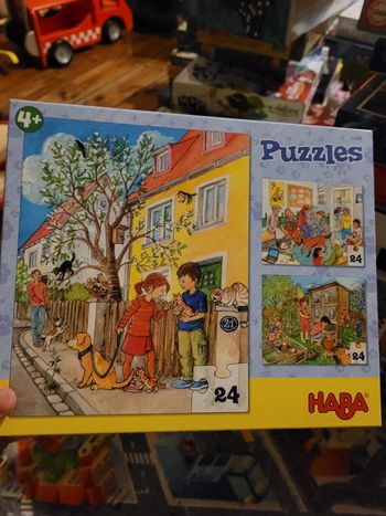 HABA 3 puzzles rares Animaux domestiques maison 300442