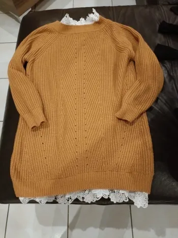 Pull tunique shein s dentelle