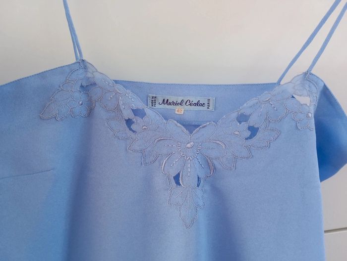 Top caraco vintage débardeur bleu ciel made in France - photo numéro 8