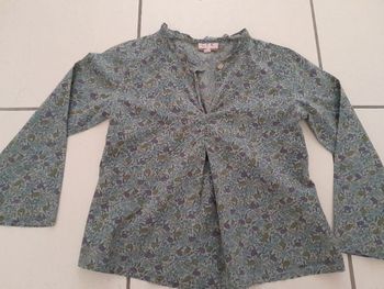 Blouse fleuri bleu vert violet