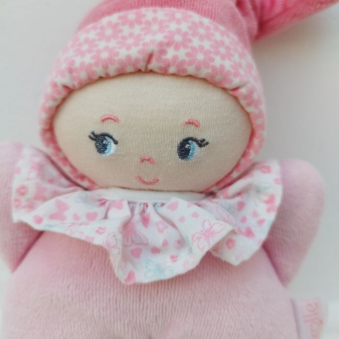 Doudou Poupée rose col fleurs hochet Corolle - photo numéro 2