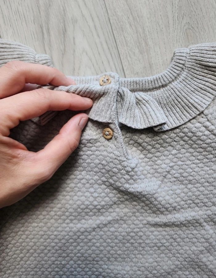 Pull gaufré col Claudine beige 92cm - photo numéro 7