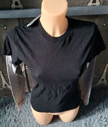 T-shirt manches longues noir et gris 10-12ans mixte