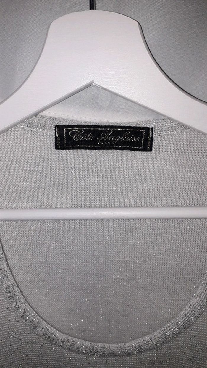 Cote anglaise débardeur blanc argenté taille 40 - photo numéro 3