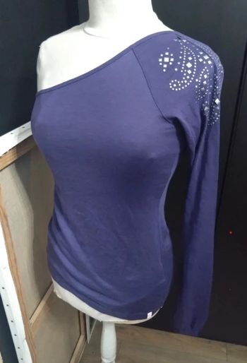 T shirt violet assymetrique esprit t 36
