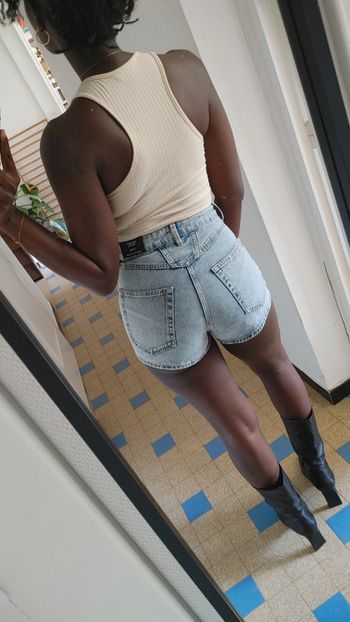Mini short taille haute en jean