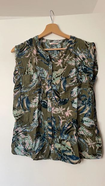 Chemisier fleuri kaki