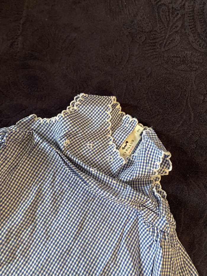 Robe carreaux blanc bleu cyrillus 3 mois - photo numéro 3