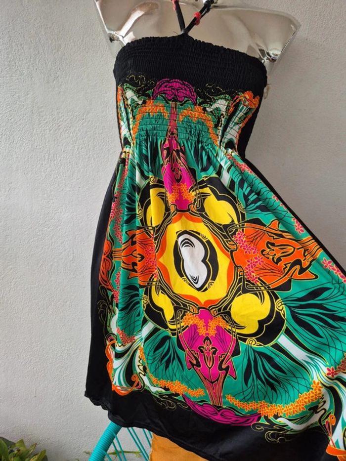 Robe sans bretelle à motif - photo numéro 3