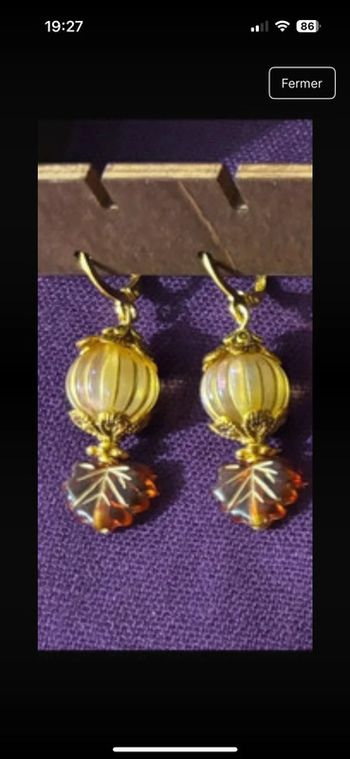 Boucles d’oreilles pumpkins dorées et feuille d’automne