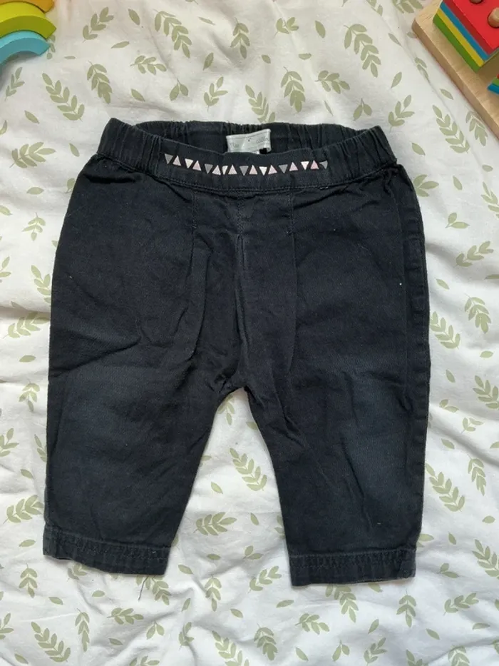 pantalon léger noir 12 mois mes petits cailloux - photo numéro 3