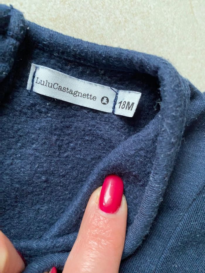 Robe Sweat bleu marine Lulu Castagnette 18 mois - photo numéro 2