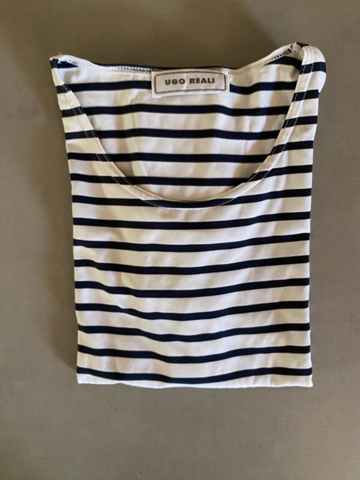 Tee shirt marinière blanc et marine Ugo Reali taille S / M - photo numéro 15