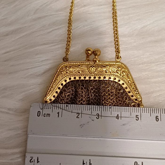 Bourse vintage en maille de métal doré - photo numéro 8