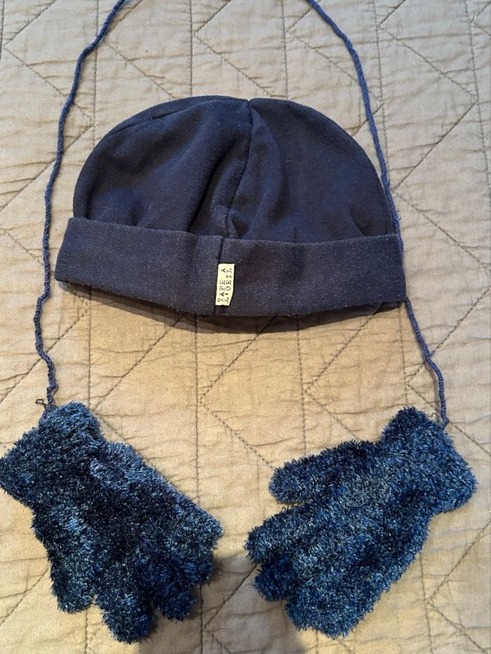 Ensemble bonnet et gants petite fille - photo numéro 3