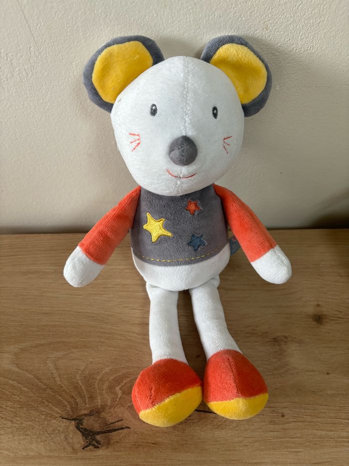Doudou peluche souris orange gros étoile sucre d orge - photo numéro 2