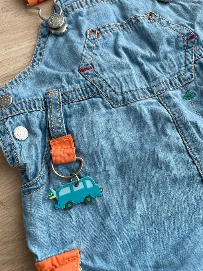 Salopette la compagnie des petits bleu orange voiture bébé garçon 3 mois - photo numéro 2