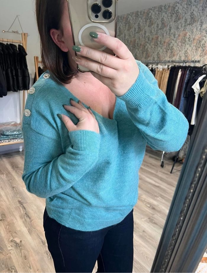 Pull hiver bleu neuf - photo numéro 2