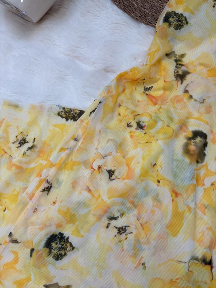 Robe longue jaune à motifs Zara taille M - photo numéro 2