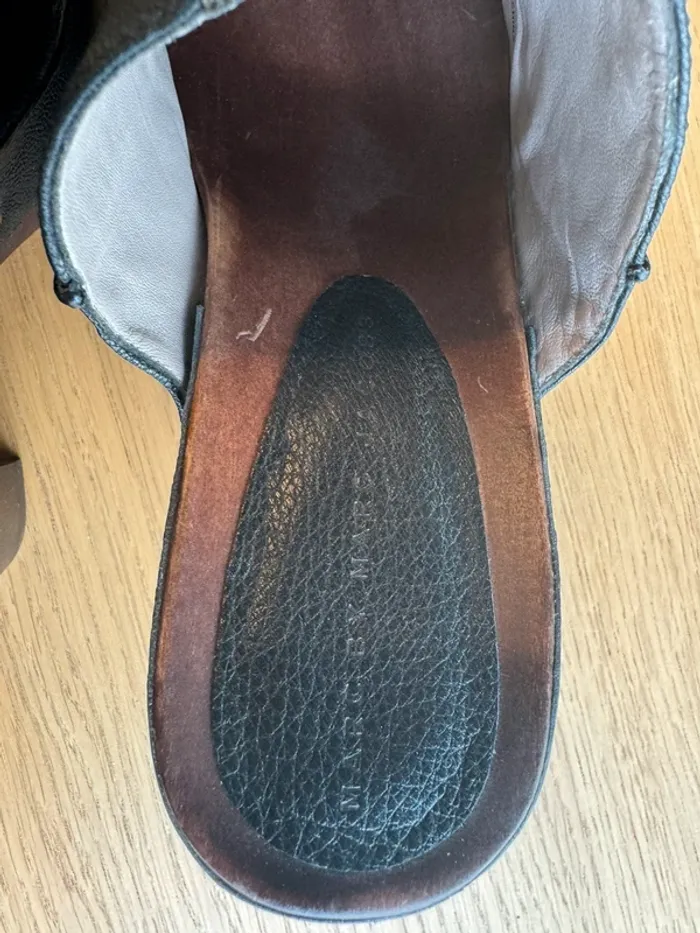 Sabots bois et cuir Marc by Marc Jacobs pat khaki goat black taille 37 - photo numéro 7