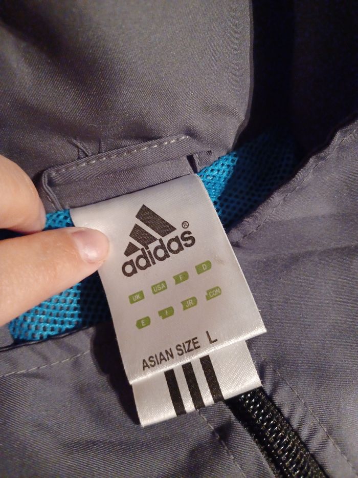 Veste Adidas grise bandes bleues Taille M Asian L Très bon état - photo numéro 6