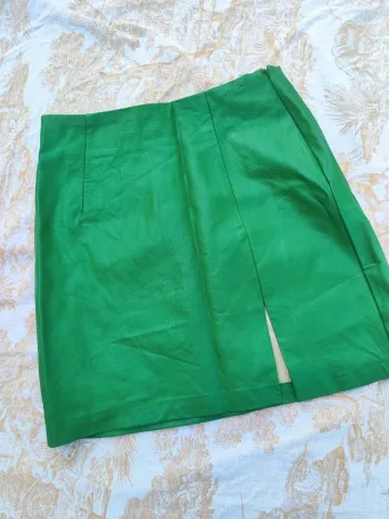 Jupe cuir vert