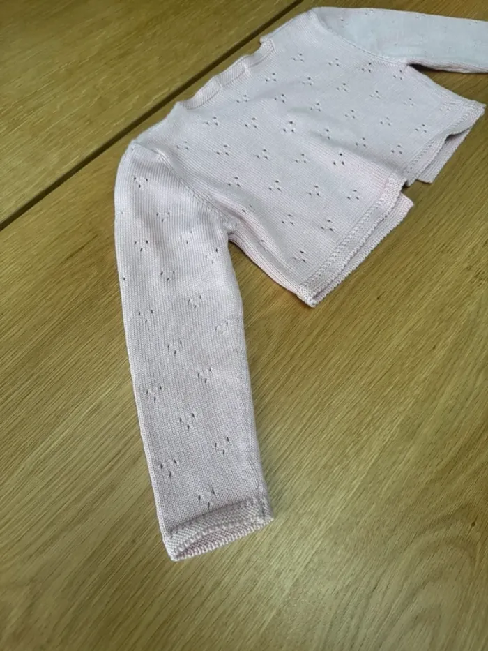 Gilet court ML rose tricoté en 100% coton - Taille 3 Ans - photo numéro 11