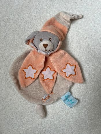 Doudou plat ours BabyNat saumon