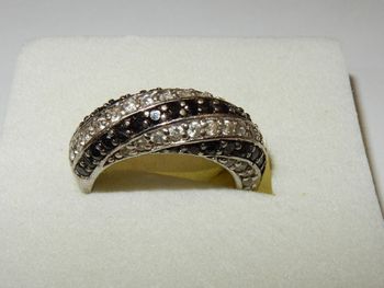Bague Argent zircons noirs
