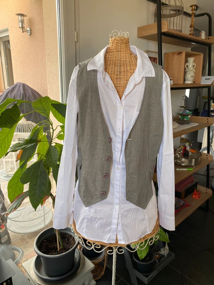 Gilet de tailleur School Rag taille 34 XS gris à petits carreaux - photo numéro 11