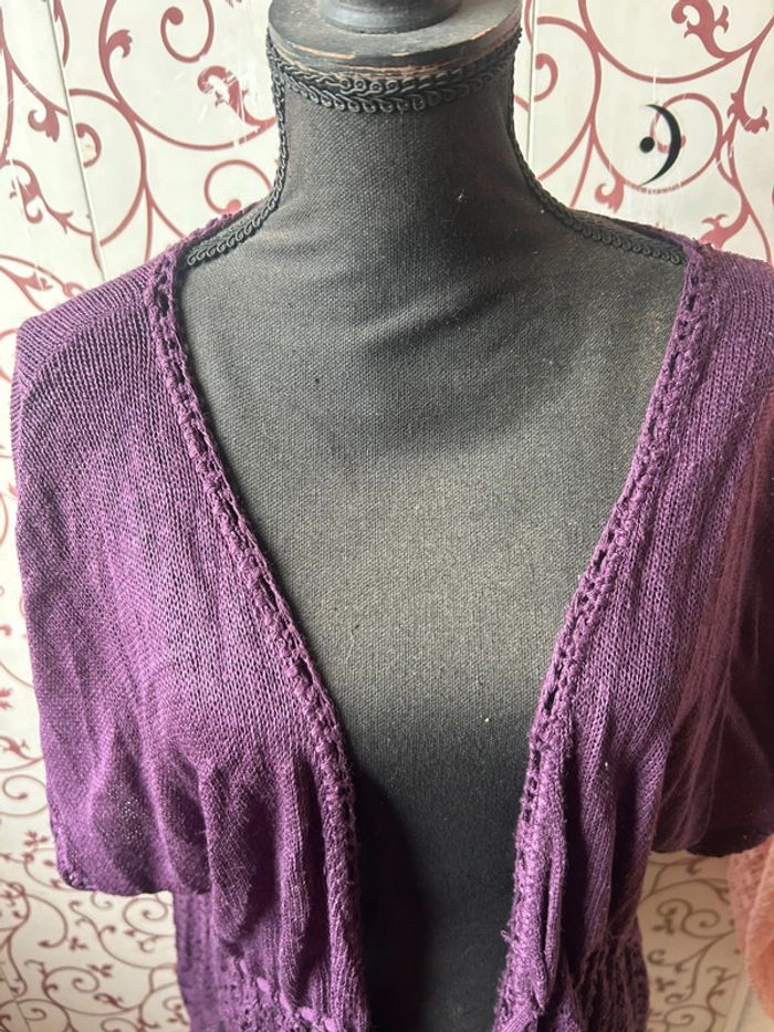 Gilet vintage en dentelle violet – Kiabi – Taille 42 - photo numéro 4