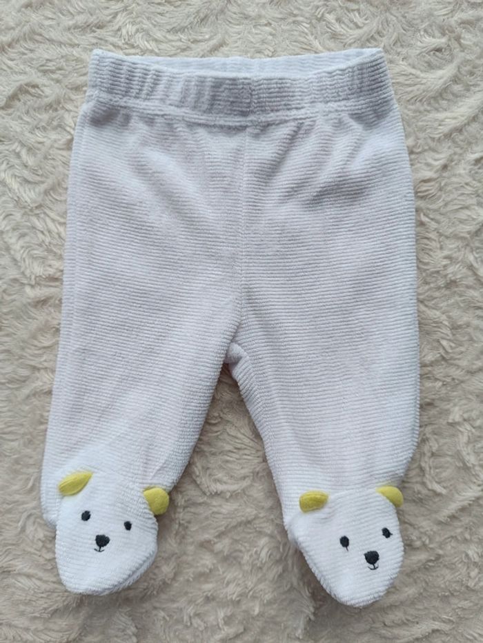 Ensemble (pyjama velours 2 pièces avec pieds 0mois/gilet velours avec capuche 1mois) Ours Kitchoun - photo numéro 6