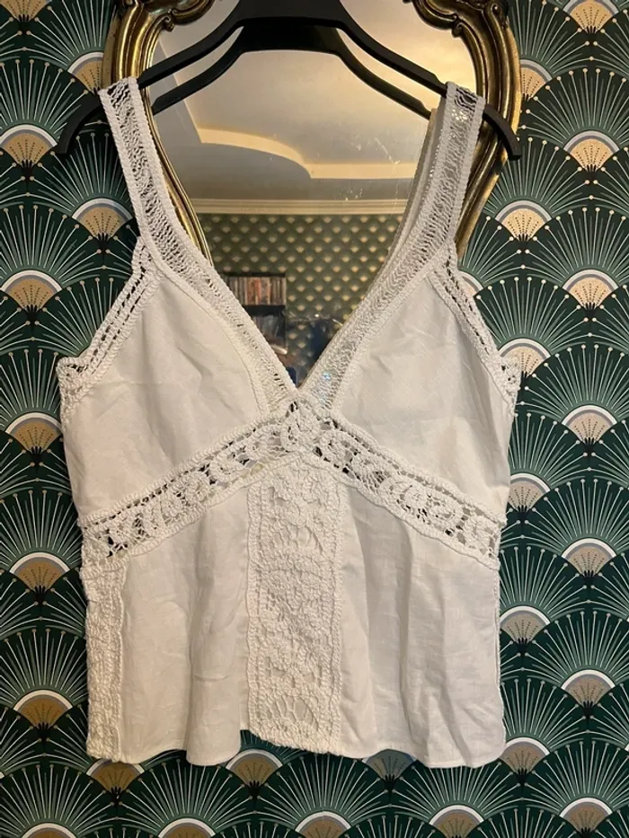 Magnifique débardeur en broderie Zara, taille L - photo numéro 4
