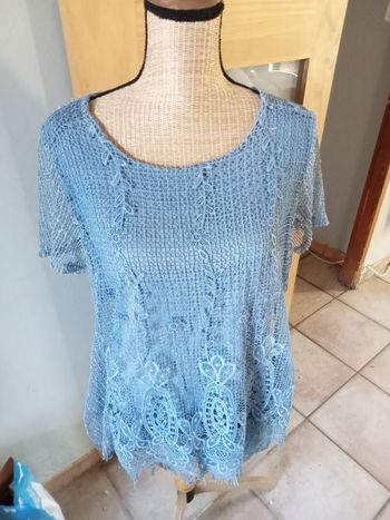 Tee shirt dentelle bleu