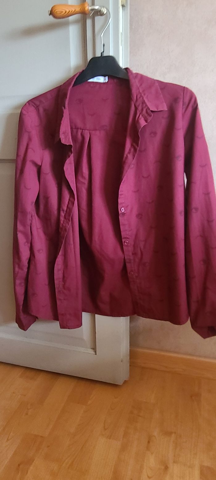 Chemise bordeaux femme à motif