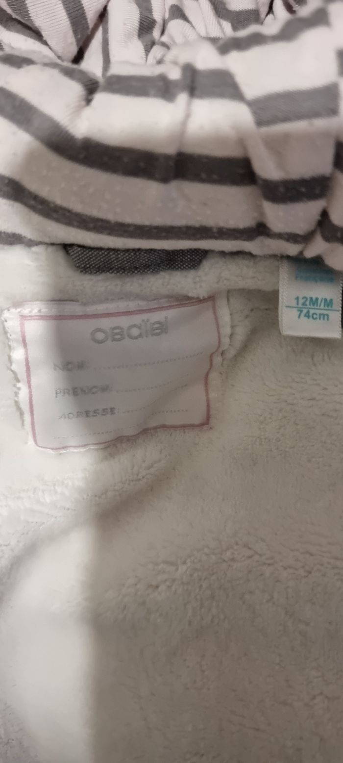 Doudoune / Manteau fourré bébé fille 12 mois Obaïbi - photo numéro 4