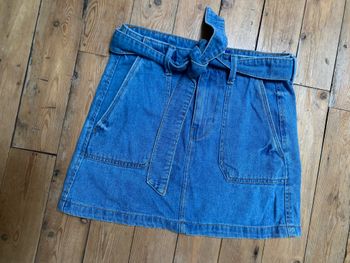 Jupe trapèze en jeans avec ceinture à nouer 34 Jennyfer