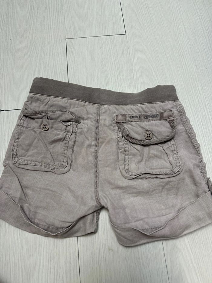 Short en toile léger gris, marron Little cerise, huit ans - photo numéro 2