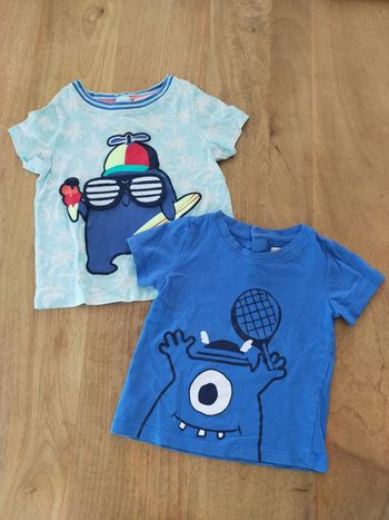 Lot de 2 t-shirts monstre 18 mois