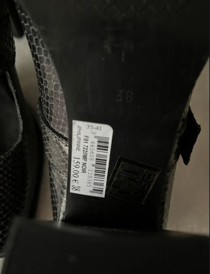 Escarpins noires avec brides en cuir Philippine Minelli 38 Talons 9 cm - photo numéro 8