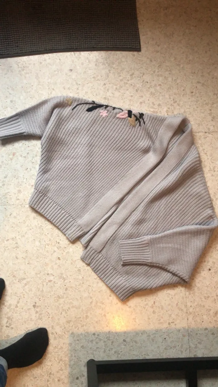Pull coupe chauve-souris gris L