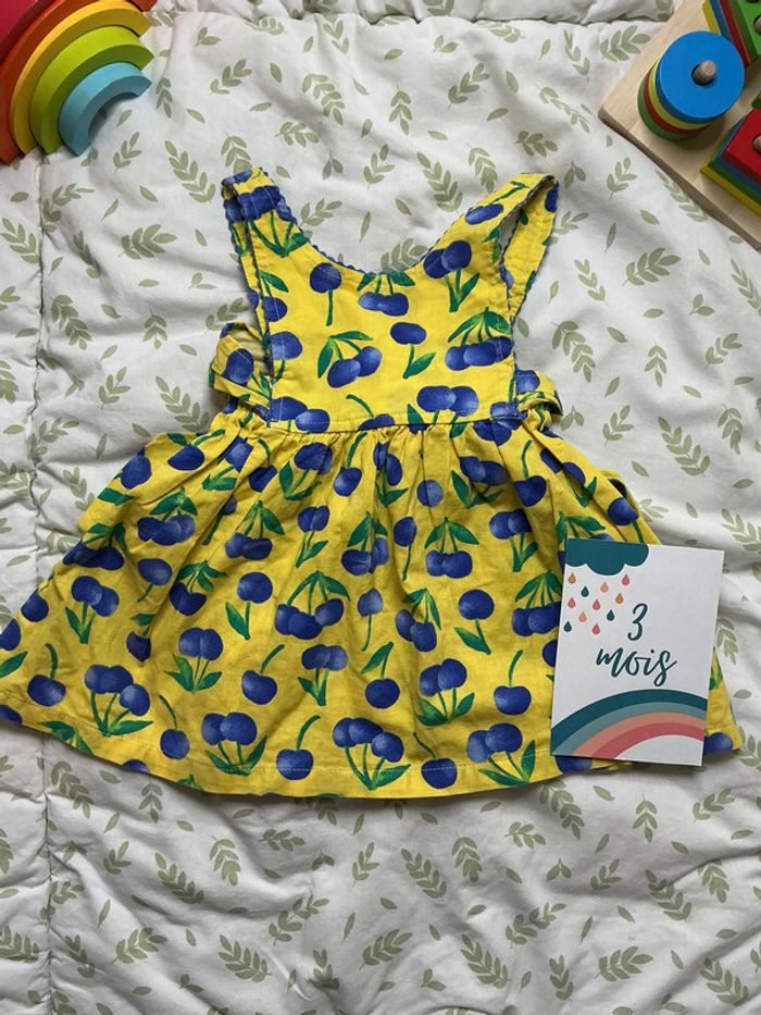 robe sans manches dos nu jaune motifs fruits 3 mois saxo blues - photo numéro 2