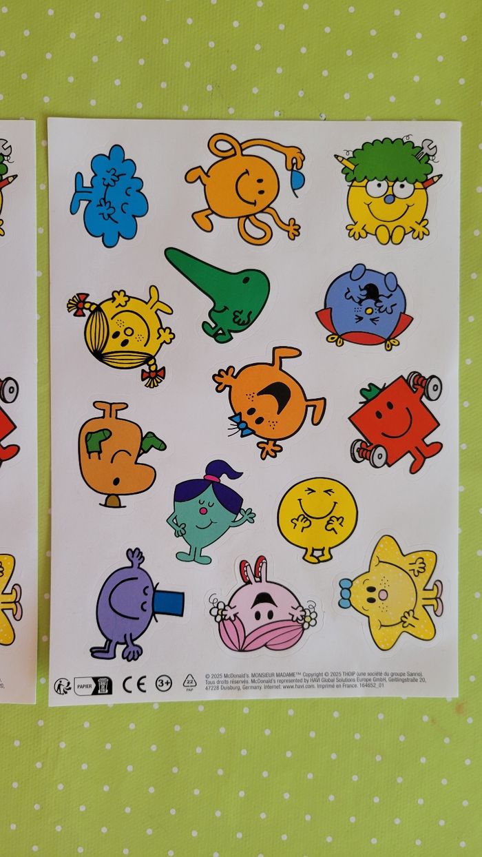 Lot de 2 planches de stickers ou autocollants Madame Monsieur .Stickers ou autocollants Madame Monsieur - photo numéro 3