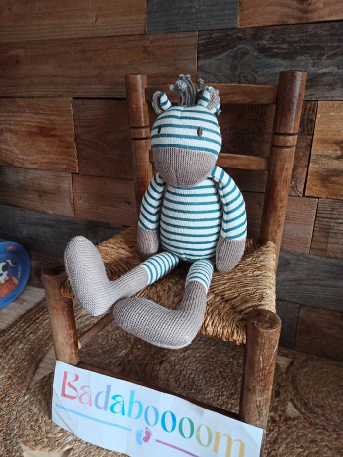peluche zèbre bleu blanc oxybul tbe - photo numéro 2
