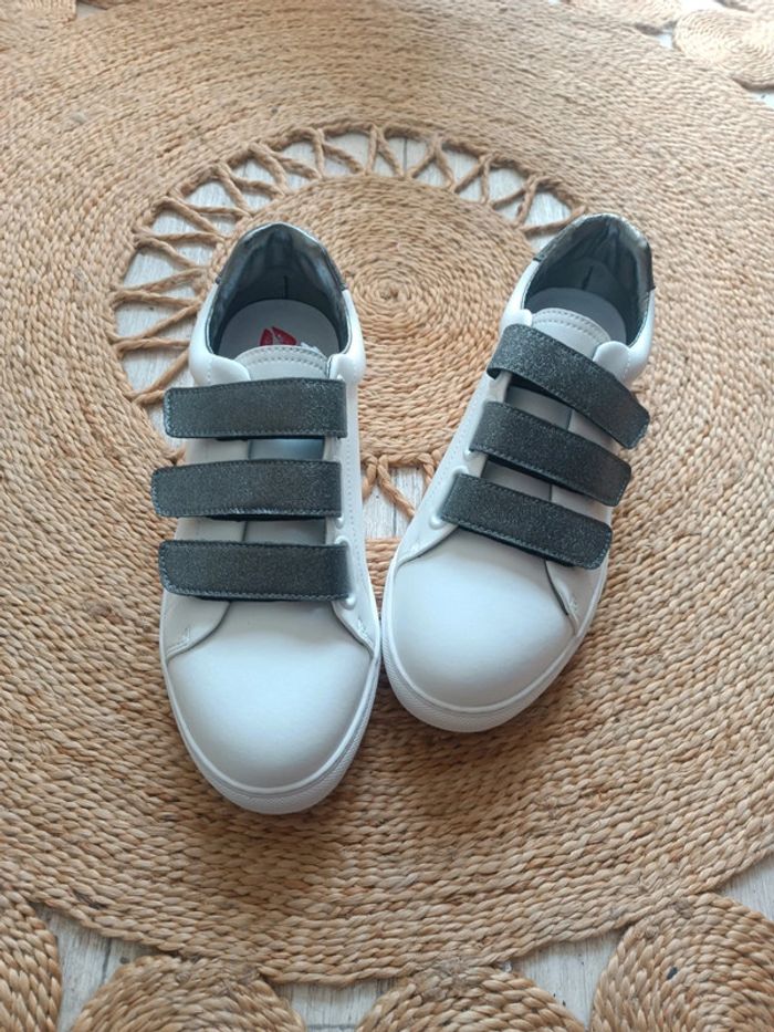 Baskets blanches cuir scratch argentés Edith Bons Baisers de Paname Taille 40 Neuf dans sa boîte - photo numéro 3