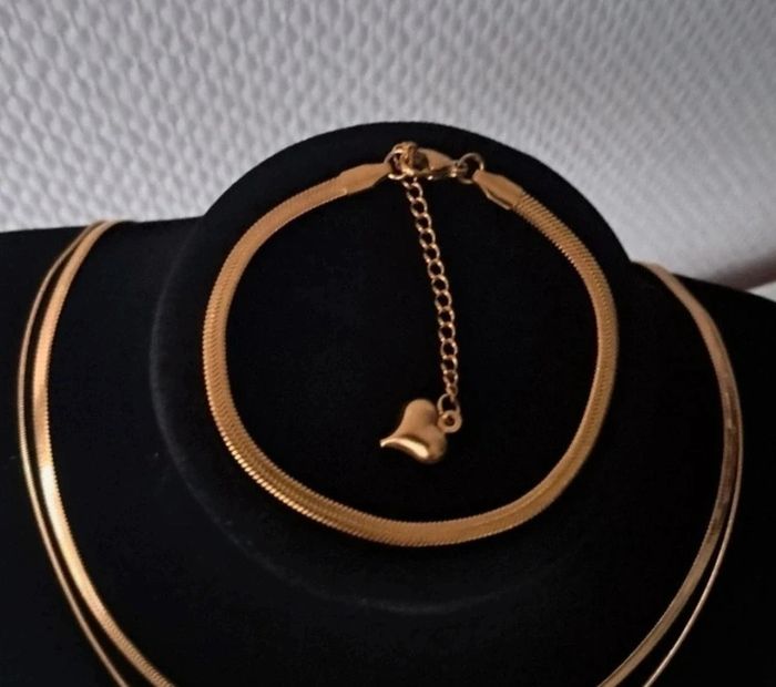 Parure maille serpent double collier bracelet - photo numéro 3