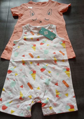 lot 2 barboteuses combishort fille tex baby 71 cm 9 mois